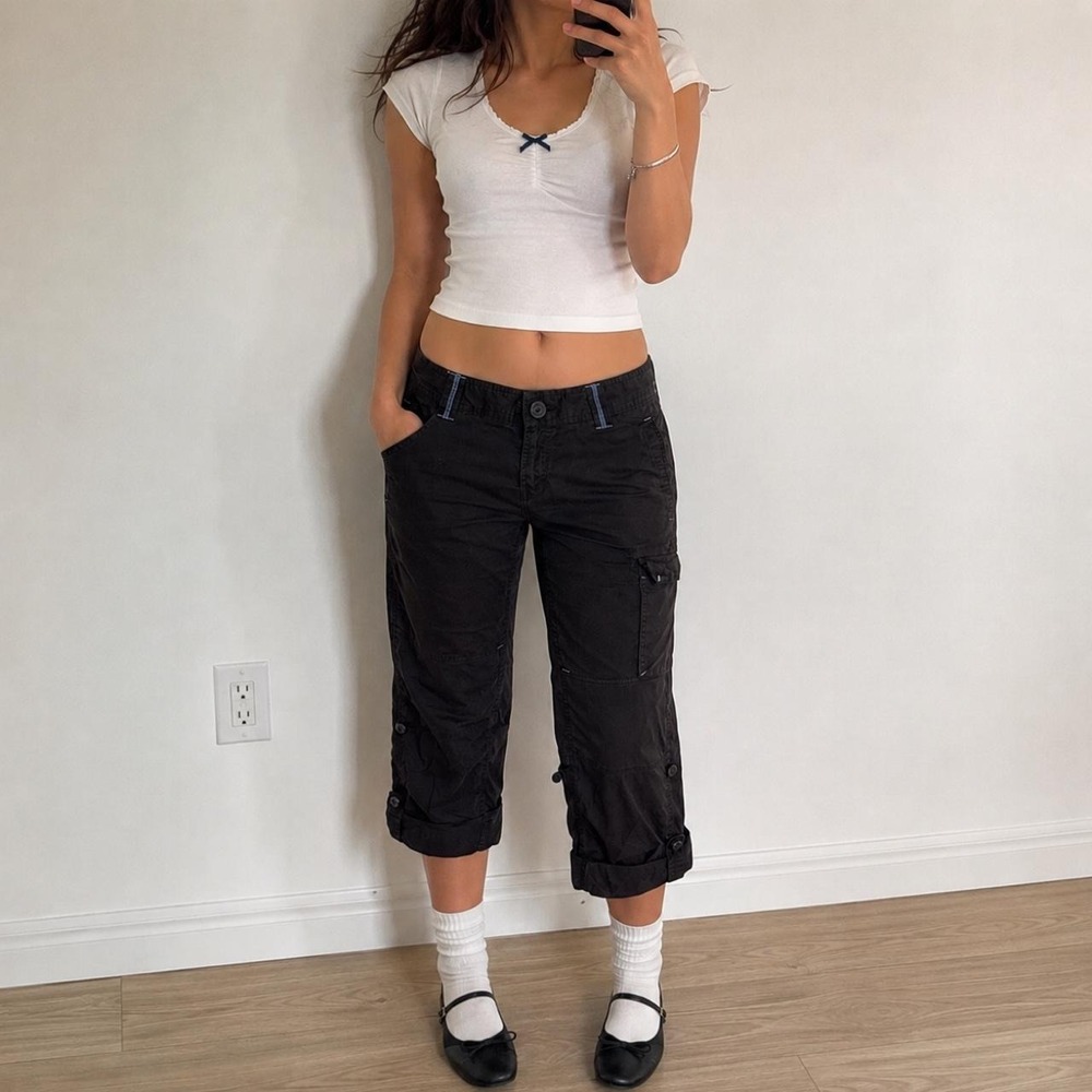 Old Navy Brown Cargo Pants Low Rise Women 2 Y2K Gorpcore Utility Skater Indie